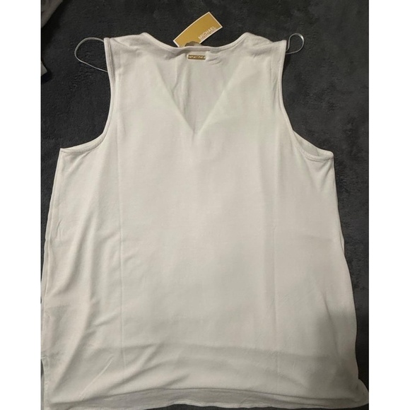 NWT MICHAEL KORS Womens Size L White Flowy Layered Side Slits Chic Casual Blouse - Picture 9 of 11